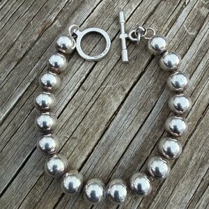 Vintage Milor 925 Italy Silver Ball Bracelet 7”-8” Toggle Clasp Preowned